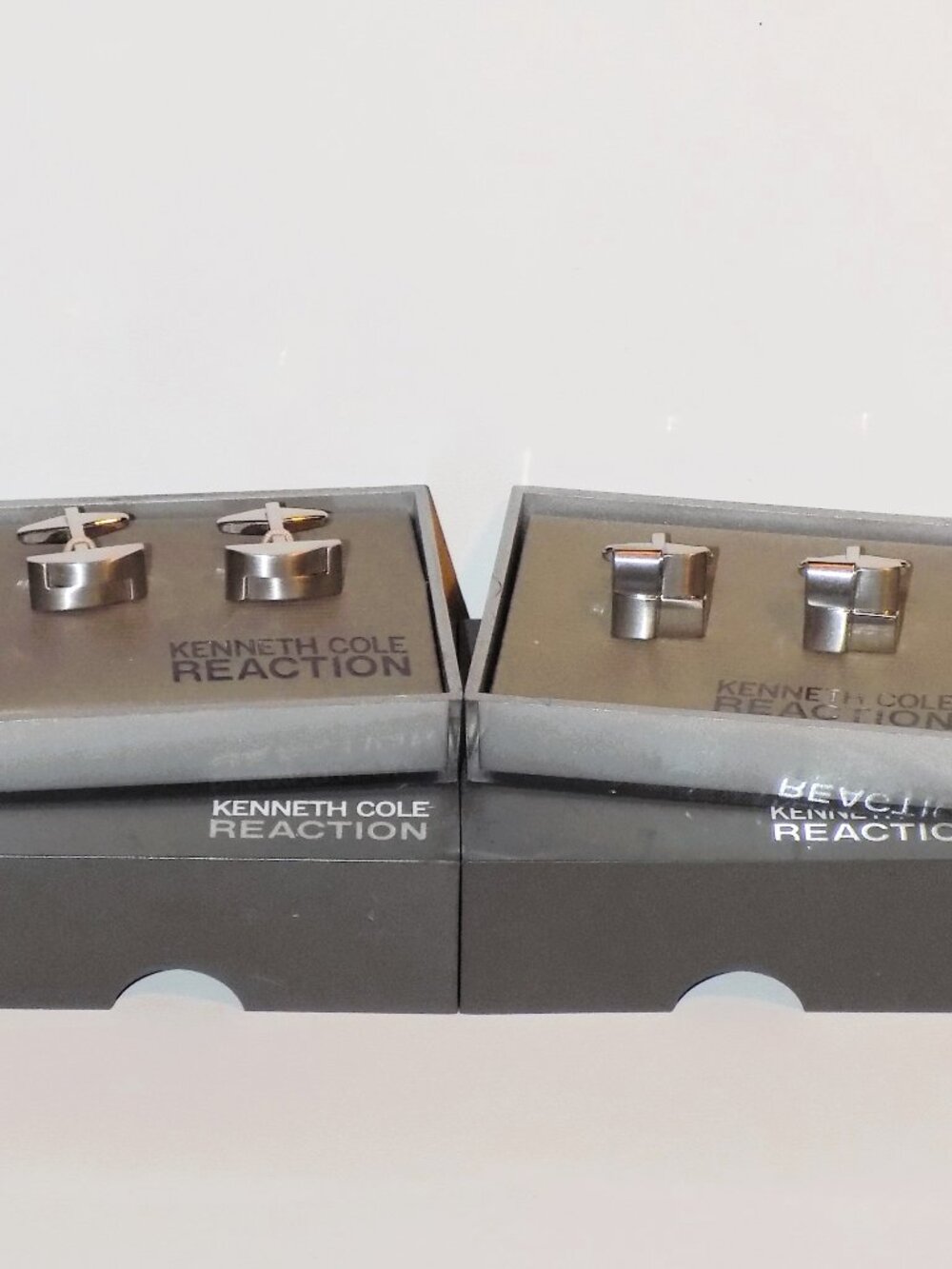 Lot of 2 New Kenneth Cole Reaction Brushed Stainless Cufflinks Bundle